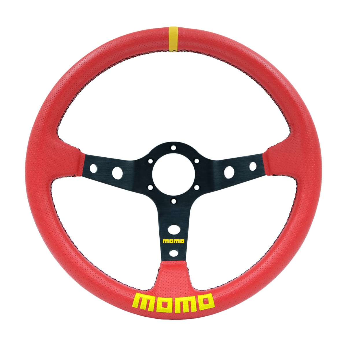Universal 14 inch MOMO Modified Quick Release Steering Wheel Universal Deep Dish Racing Wheel (Steering wheel) - red