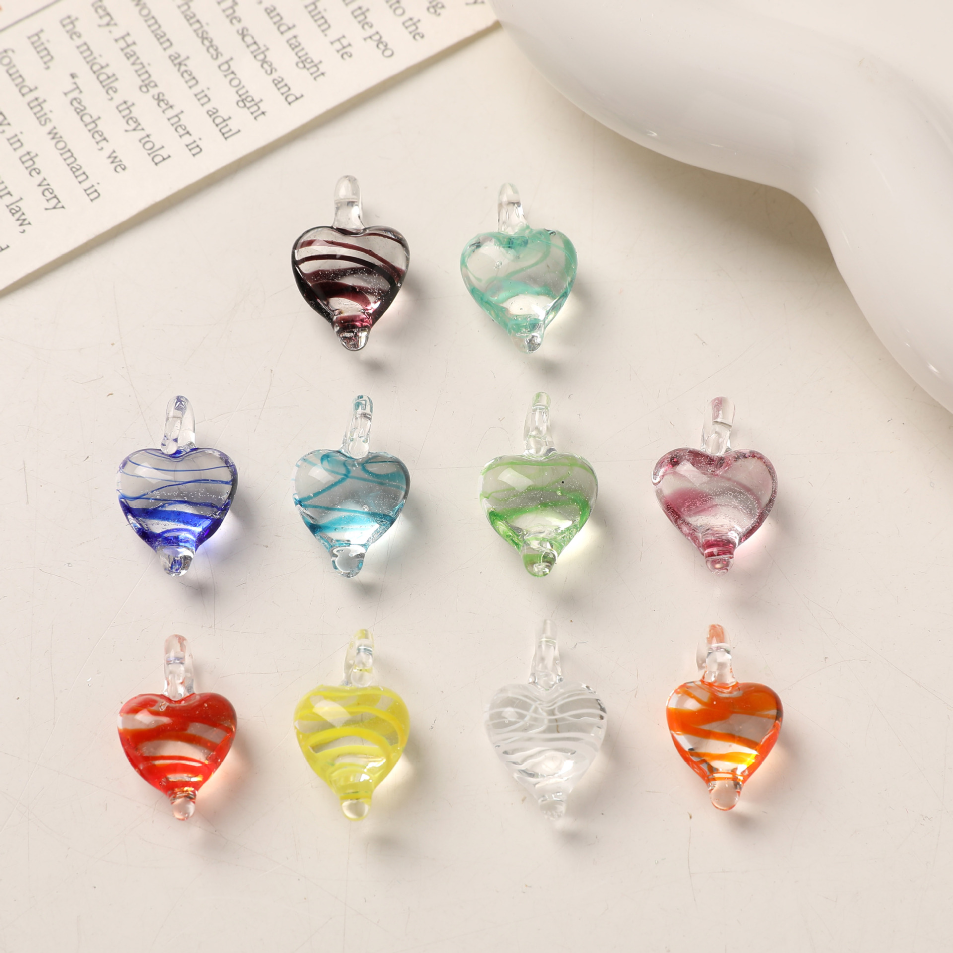 2g Weight Pendant Jewelry Making Type DIY Jewelry Accessories Classification 1 Piece Quantity glass Material Heart Shape Pattern All Seasons Season Simple Style Style 1 Piece Glass Heart Shape Pendant DIY Jewelry Accessories 无