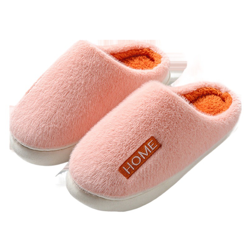Zapatillas de algodón para mujeres Otoño e Invierno interior hogar cálido forro polar peluda pareja zapatillas de confinamiento de suela gruesa para hombres al por mayor