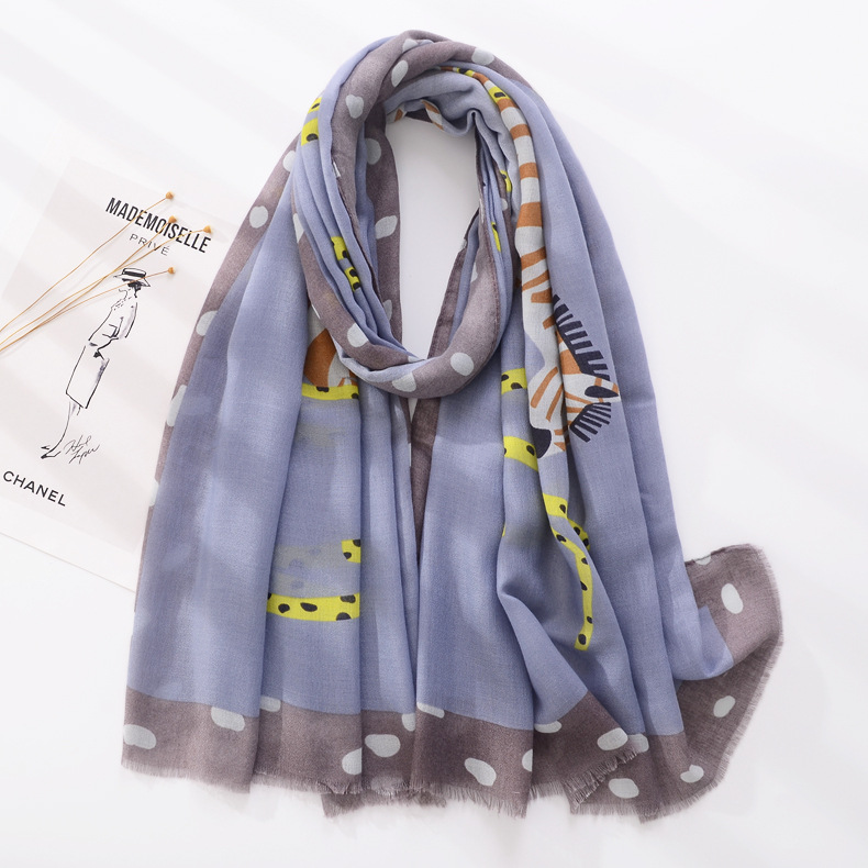 Primavera y otoño Resumen pintado a mano cebra animal patrón estilo coreano algodón y lino bufanda versátil largo protector solar bufanda