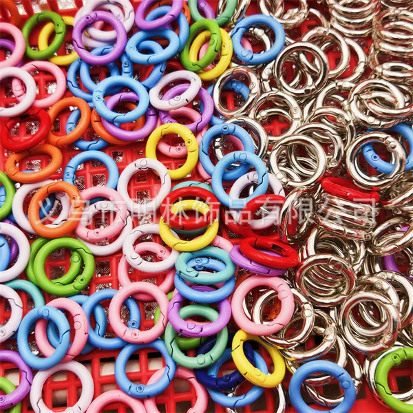 DIY Jewelry Accessories 20mm/24mm Metal Paint Colorful Clamp Ring Spring Buckle Key Ring Round Open Ring Hanging