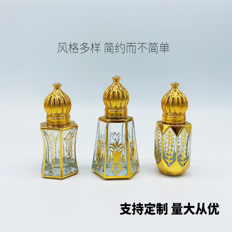 6ml botella de bola de rodillo de aceite esencial viaje perfume portátil sub-botella vidrio galvanoplastia tallada envases cosméticos botella vacía