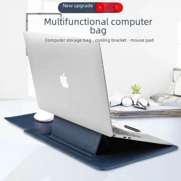 Laptop Sleeve Bag 14inch Multi-Functional Stand Computer Bag 13.3inch / 15.6inch Ultra-Thin Leather Case for MacBook