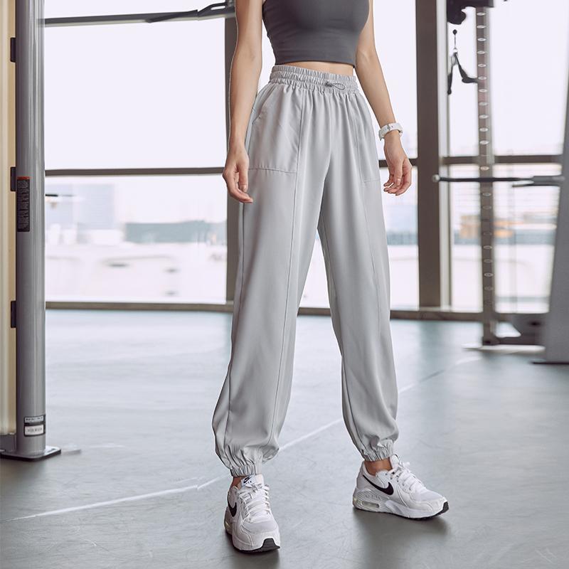 Ankle-tied sports pants women's loose close-up workwear pocket fitness casual pants ins high waist yoga pants autumn