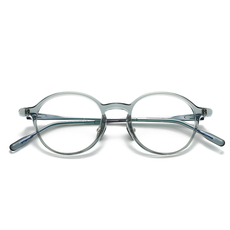 STUDIOMUKU Gafas de madera fresca Marco de gafas de diseño retro Placa Marco de gafas hecho a mano de titanio puro Marco de marco redondo