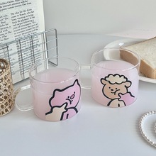 戳脸蛋家用牛奶杯少女心水杯情侣对杯玻璃杯高硼硅杯子耐热咖啡杯