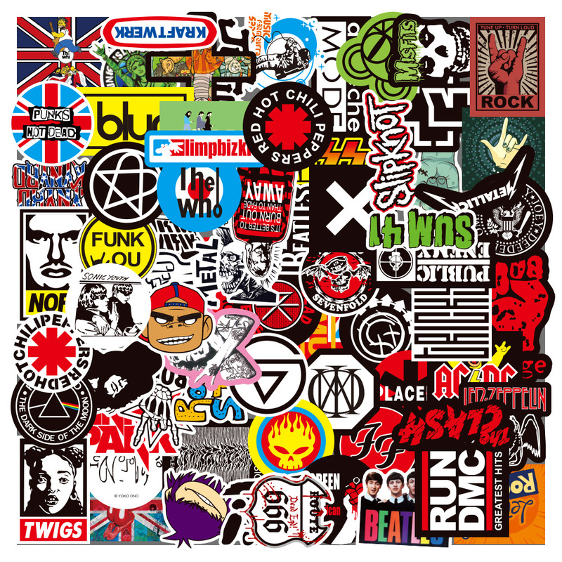 100 Cross-Border New Rock Music Graffiti Stickers Cartoon Hip-Hop Stylish Decorative Tablet Scooter Stickers 100 Cross-Border New Rock Music Graffiti Stickers Cartoon Hip-Hop Stylish Decorative Tablet Scooter Stickers