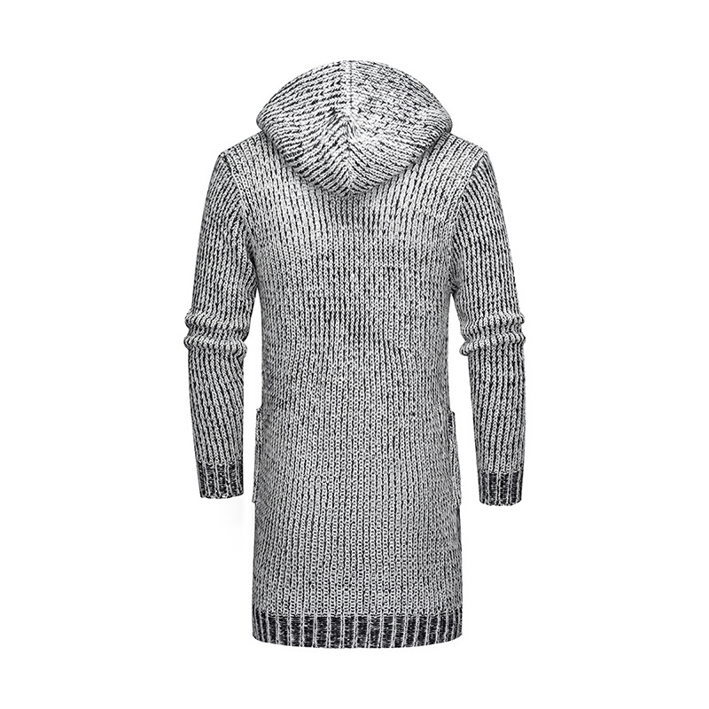 Aliexpress con capuz largo otoño nuevo suéter casual de hombre chaqueta simple cardigan con capuz camiseta de punto hombre