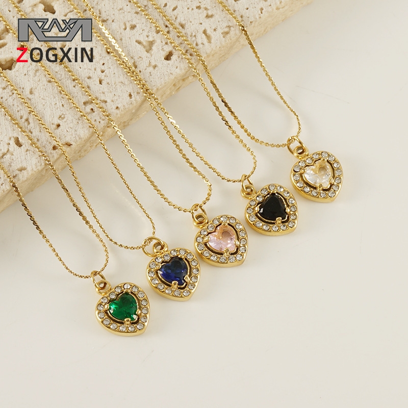 Europeo y americano transfronterizo nuevo ins collar de amor de diamantes con incrustaciones de circón collar de lujo ligero de alto grado accesorios de collar de mujer