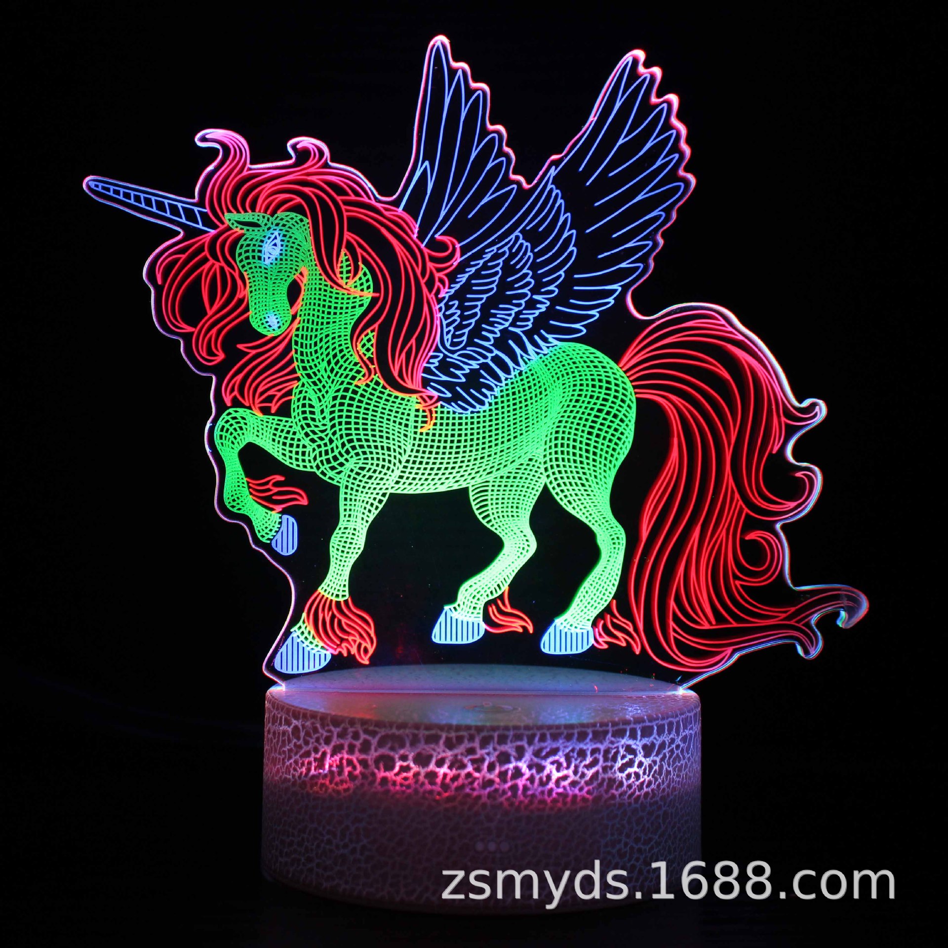 多彩3D小夜灯跨境专供独角兽系列LED灯创意触摸遥控动态视觉台灯