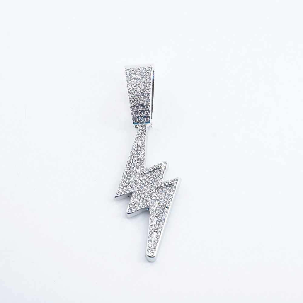 Europa y Estados Unidos de moda transfronteriza cool full diamond collar colgante relámpago hip-hop collar de cadena cubana image 9