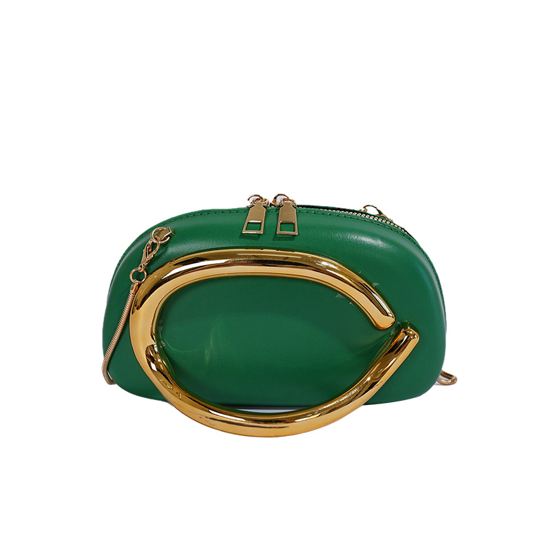 Nueva caja redonda mano agarrada bolsa de cena mini bolsa transfronteriza moda metal retro manejo de cadena mochila de hombro