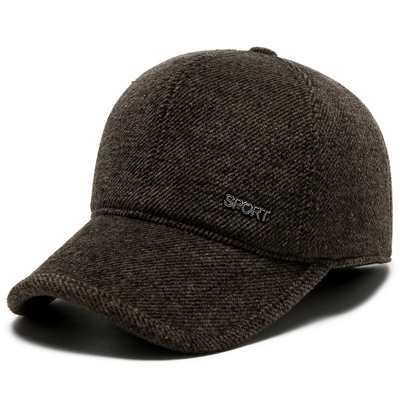 Cappellino da baseball in lana con paraorecchie per uomo_voghion.com