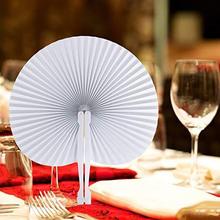 跨境专供欧美婚庆白色圆形纸扇折扇空白圆形纸扇 团扇广告扇