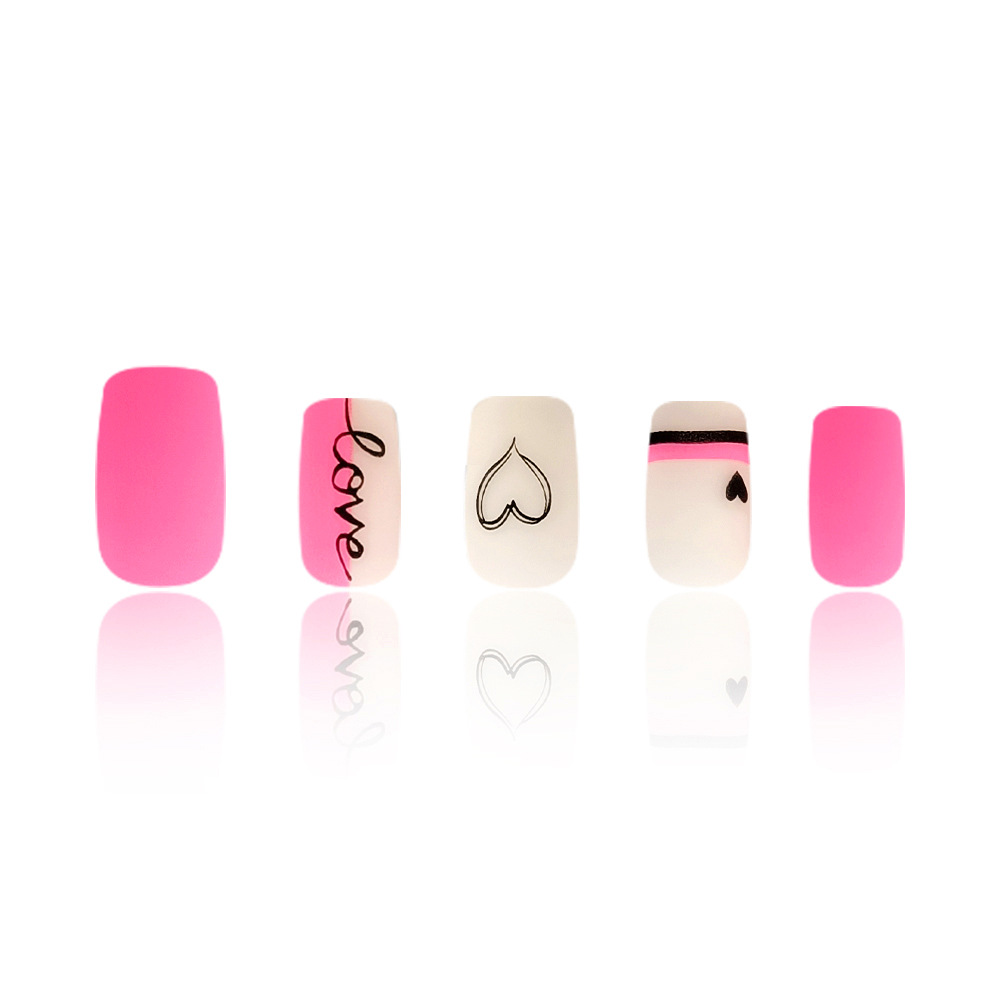 Venta caliente transfronteriza niña Barbie manicura en polvo dulce amor uñas de vestir 24 piezas parche de uñas terminado