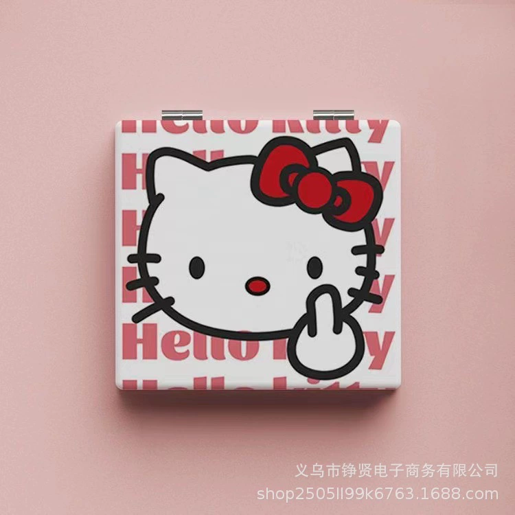 Портативное зеркало с двойной стороны в виде Hello Kitty, сложное, для начальной школы, с печатью