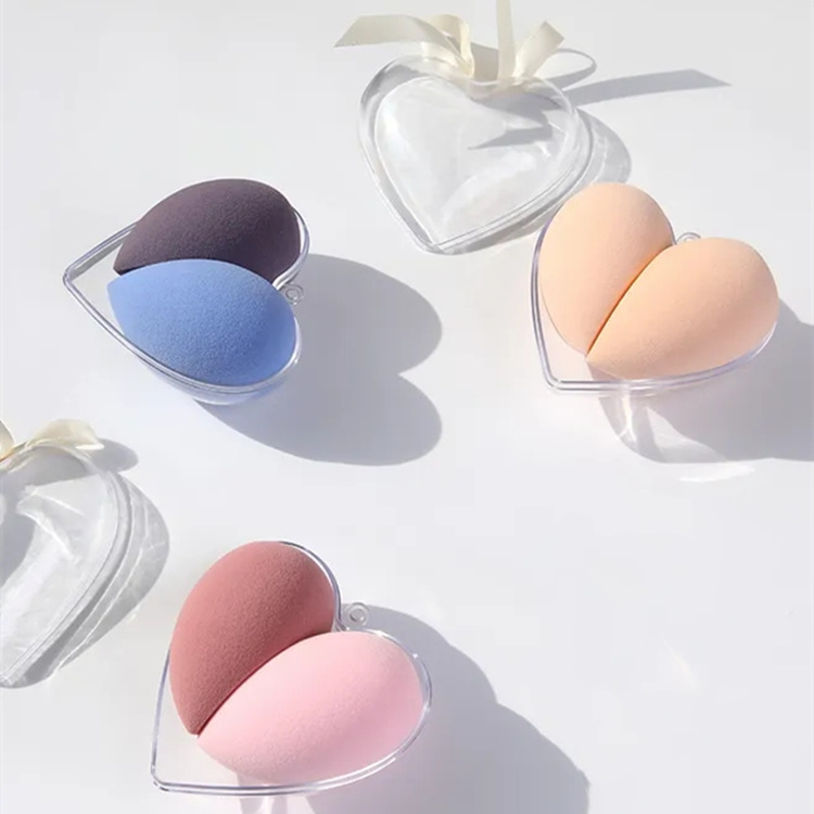 Beauty Eggs transparent heart-shaped box-packed Flood damage Hydrophilic latex Powder puff combination suit