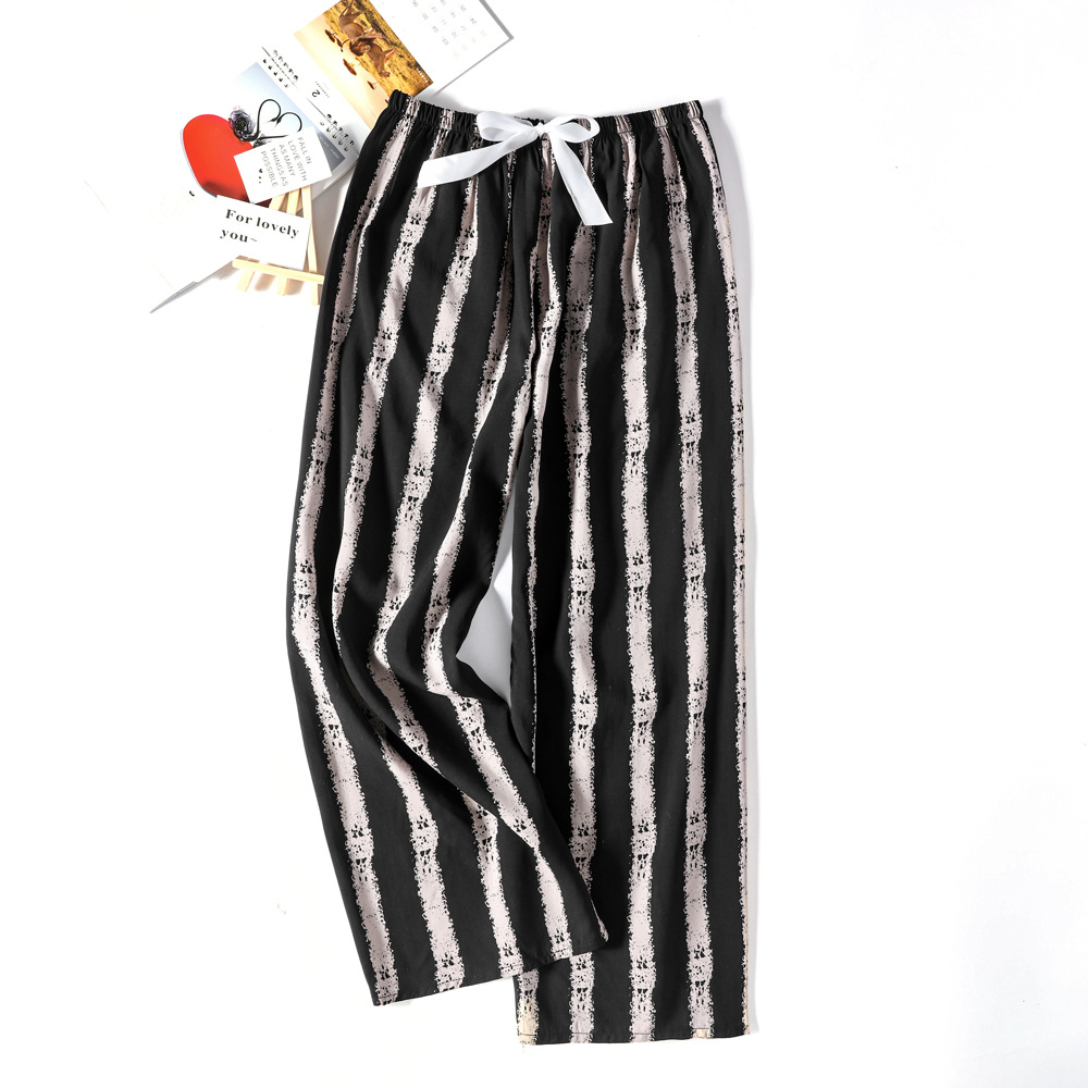 Pantalones de pijama de verano Source 45 de algodón y seda, pantalones anchos de nueve puntos para mujer, finos, talla grande, pantalones holgados para aire acondicionado, pantalones de playa