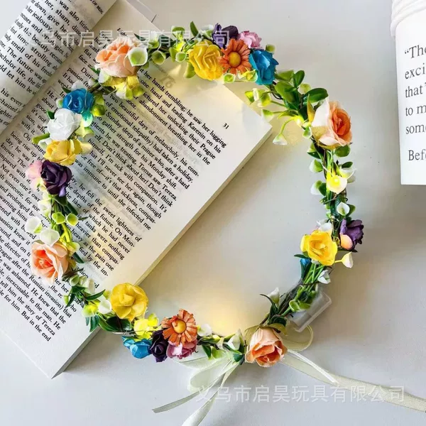 Mori Style Simple Fresh Wreath Luminous Headwear Bride Headring Children's Flower Hair Accessories Stage Performance Photo Accessories