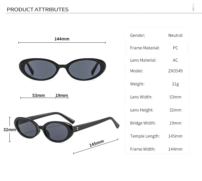 New Fashion Oval Frame Solid Contrast Color Sunglasses Wholesale Nihaojewelry display picture 12