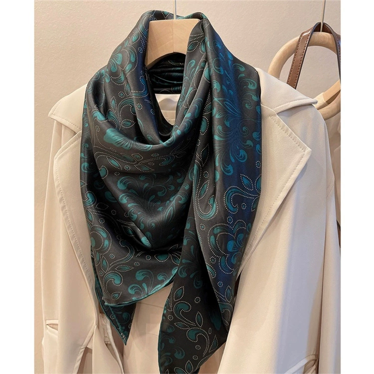 Шелковый осенний шарф, универсальная накидка, с камнем, корейский стиль