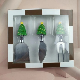 Customized Christmas Tree Stainless Steel Cutlery Set Butter Knife Cheese Knife Pizza Shovel Butter Knife Pizza Knife