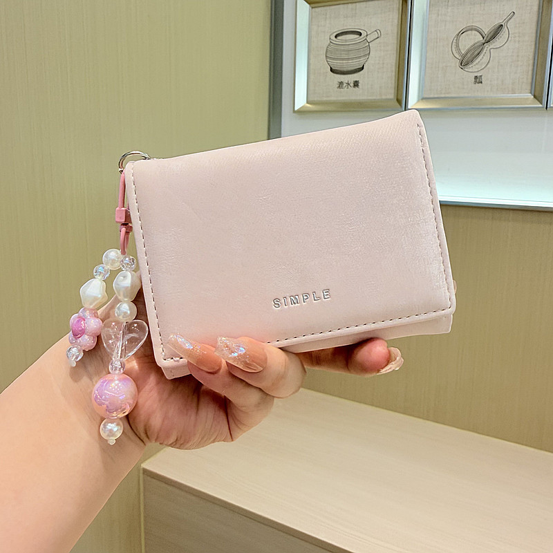 Daini Korean Version New Style Solid Color High-Value Colorful Pearl Pendant Velvet 70% off Thin Compact Short Wallet Daini Korean Version New Style Solid Color High-Value Colorful Pearl Pendant Velvet 70% off Thin Compact Short Wallet