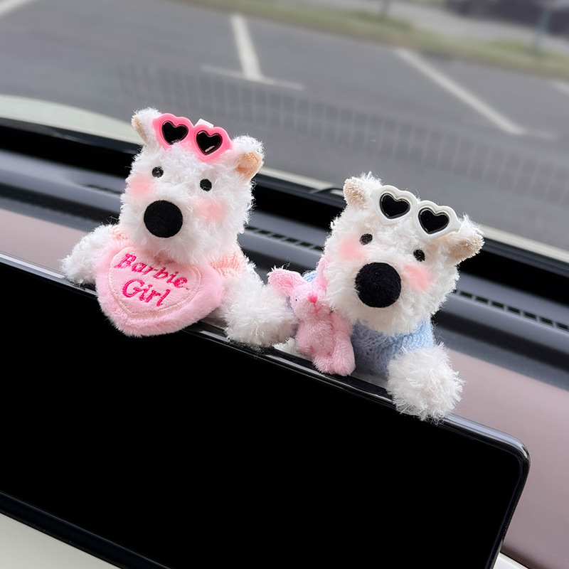 Decoración de coche de West Highland, accesorios de coche, pantalla de control central, muñeca de fiesta, pantalla de visualización de cachorro, linda decoración de pantalla