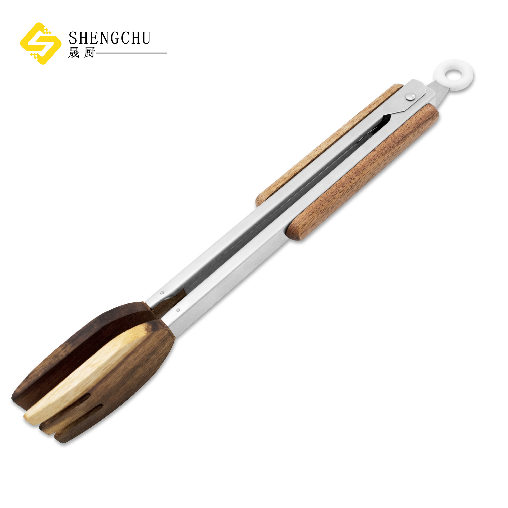 Creative multifunctional solid wood tongs food tongs fried steak…