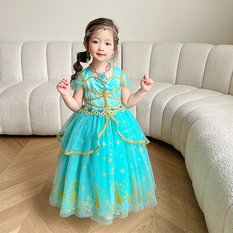 Jasmine prinsessklänning för flickor kostym cosplay jul_voghion.com