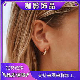 亚马逊跨境新款六边形耳圈时尚个性几何形耳环小众设计日常通勤女