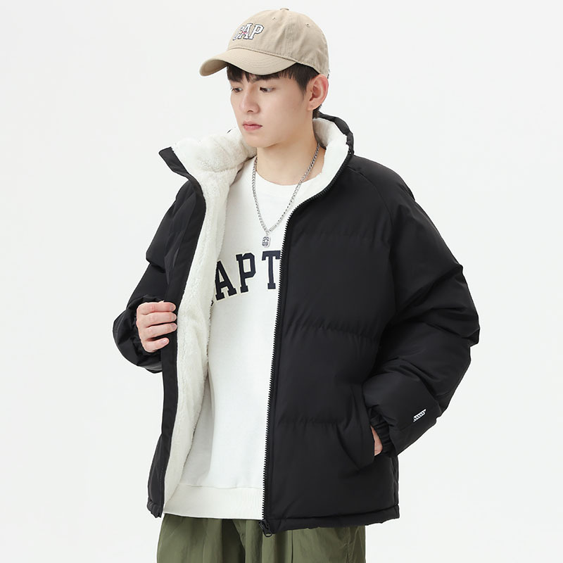 Abrigo de pan de lana de cordero de invierno Nuevos hombres sueltos engrosados más tamaño abrigo pareja forrado de lana caliente abrigo de algodón acolchado al por mayor