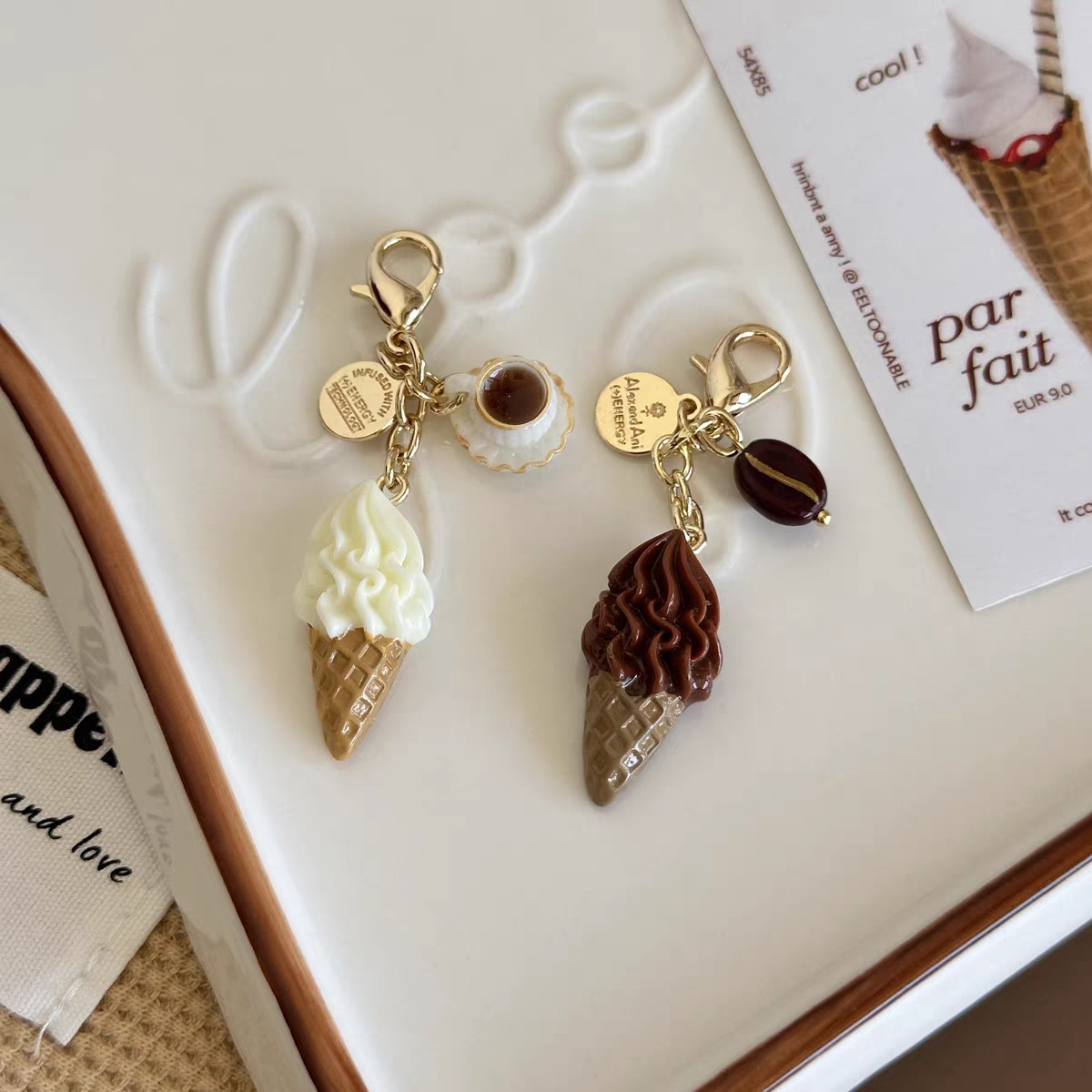 10g Weight Bag Pendant, Keychain Classification 1 Piece Cute Ice Cream Plastic Bag Pendant Keychain