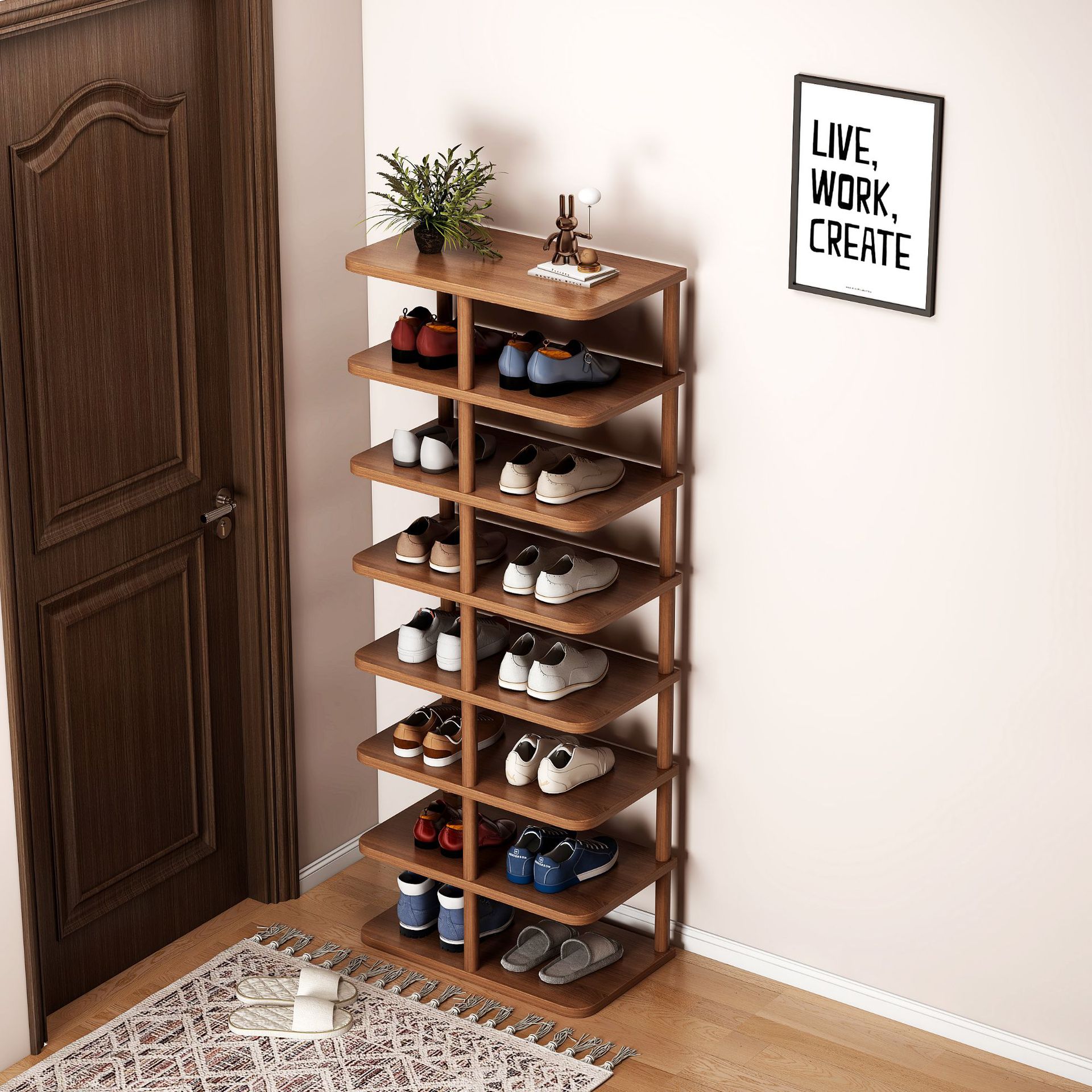 Estante de zapatos nuevo tipo de puerta doméstica estante de almacenamiento simple multicapa para alquiler de viviendas de almacenamiento interior artefacto pequeño armario de zapatos estrecho