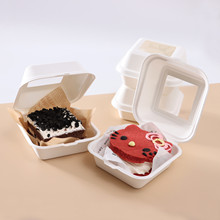 新款开窗可视纸浆汉堡盒加厚版一次性高端甜品盒西点蛋糕盒三明治