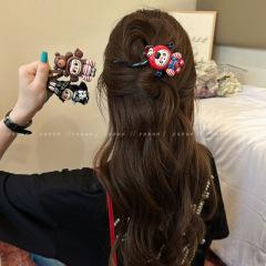 かわいい漫画ラブブワンワードツイストクリップシンプルなヘアクリップ 2025 新しいヘアクリップ女性の後頭部の頭飾り