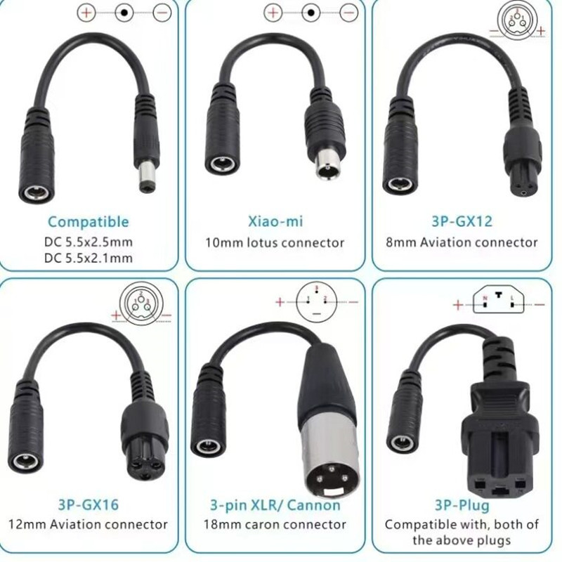 Adaptador de alimentación de CC uno dividido seis patina equilibrada bicicleta eléctrica cargador a prueba de agua conector de cable 42V