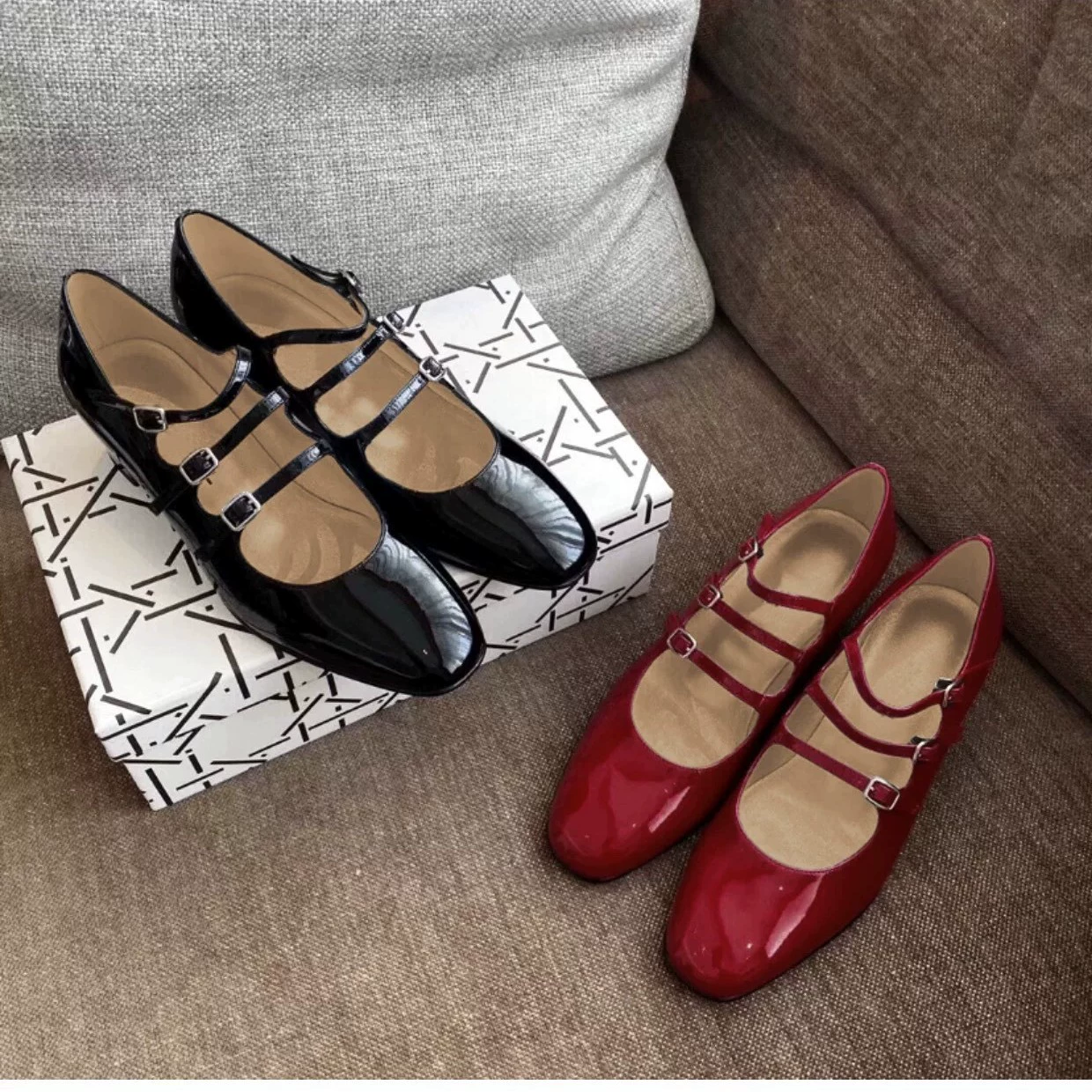 Три пряжки ~ Обувь Mary Jen женские винтажные маленькие красные туфли на толстом каблуке свадебные туфли на высоком каблуке лакированные туфли
