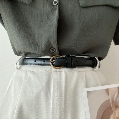 Minimalist versatile small leather belt for women, denim waist belt, belt, Instagram style, Korean version, thin retro decorated dress, suit