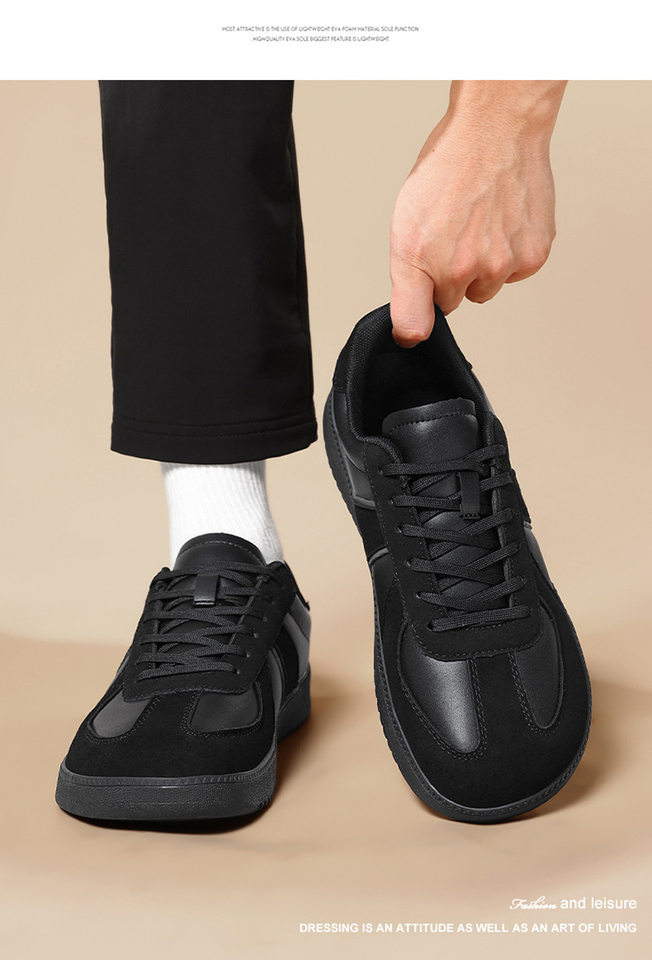 Giày sneaker da lì phối lưới form rộng mũi tròn, đế cao 3–5 cm, dây buộc, unisex — Trắng đen, Xám trắng, đen chi tiết 28