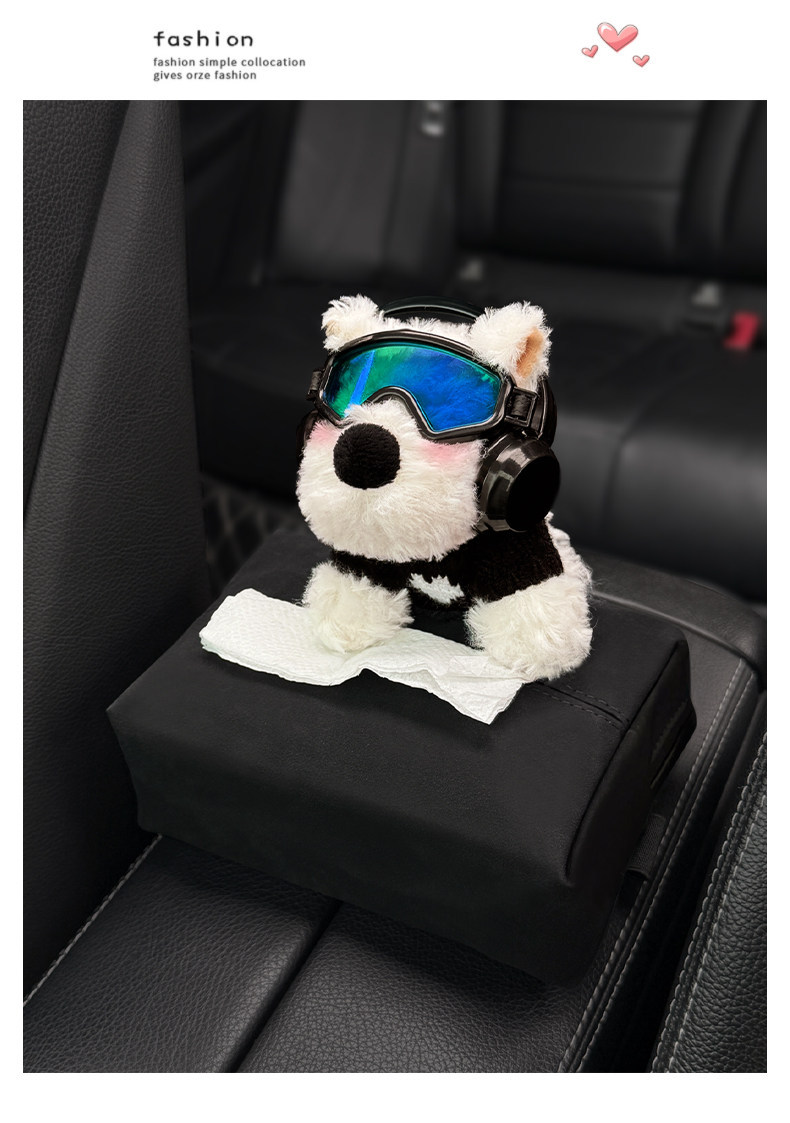 2026 New Cute West Highland Car Tissue Box, Armrest Box Tissue Holder, Seat-mounted Car Tissue Bag
