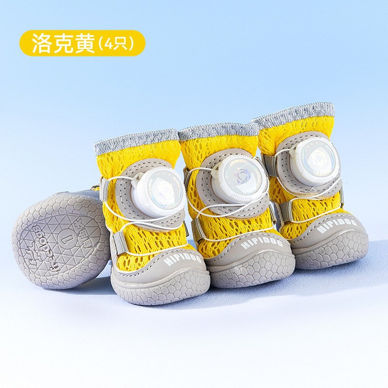 Zapatos para mascotas de cuatro estaciones pequeños y medianos lindos dibujos animados zapatos de suela suave de alto perfil, zapatos de perro ajustables y antideslizantes