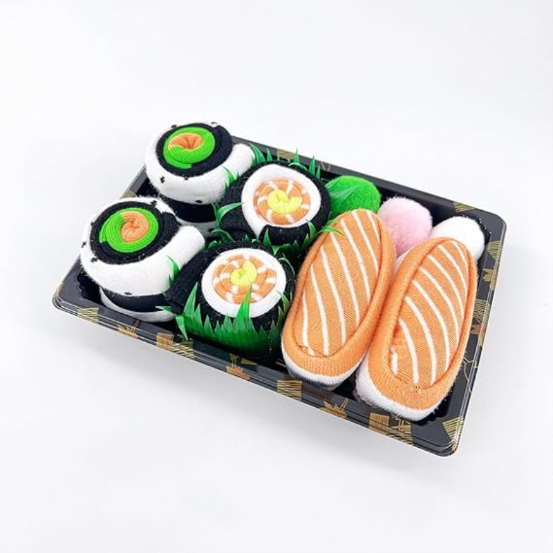 Cross-Border Sushi Socks Design Fun and Strange Sushi Food Creative Socks with Box 3 Pairs of Cotton Socks in Various Colors