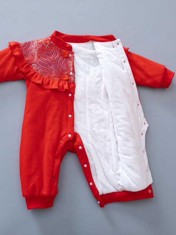 Estilo occidental bebé nuevo acolchado mameluco infantil engrosada estilo chino mono princesa 100 días viejo mameluco