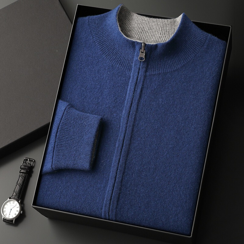 Cross-border autumn and winter mountain cashmere sweater padded cardigan men's double-sided wearable knitted warm sweater cardigan a generation of hair