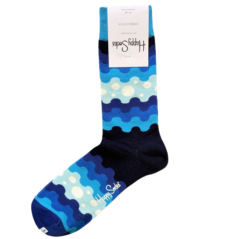 ハッピーソックス メンズソックス ミドル丈 コーマ綿 吸汗消臭 通気性 スウェーデン製 おしゃれ カラフル 薄手