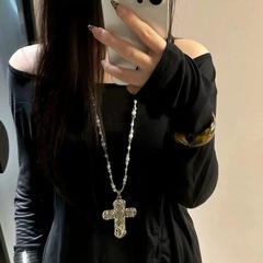 暗黒y 2k亜比少女ミレニアムギャル超クール誇張重工クロスペンダントネックレスパンク小衆潮