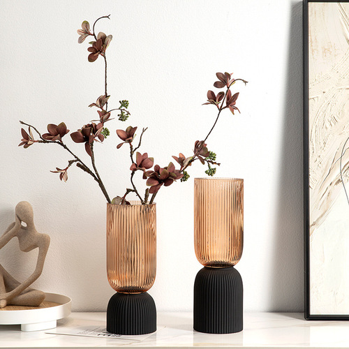 Minimalist Frosted Champagne Glass Vase Designer Recommended Soft Decorative Straight Flower Arrangement Art Tabletop Living Room