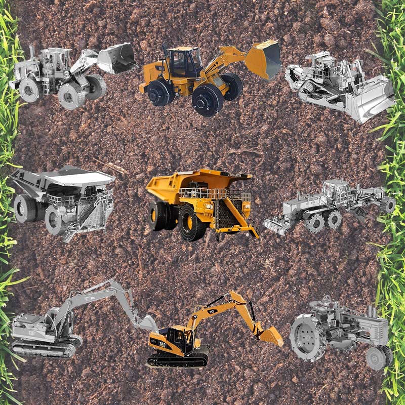 Acero estatua mágica al por mayor ingeniería vehículo excavadora metal puzzle mini 3D hecho a mano DIY modelo de montaje