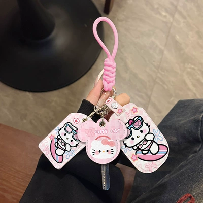 Remote Control Cover, Electric vehicle key cover shell - three-card-holders-pink-key-rope-skateboard-kt